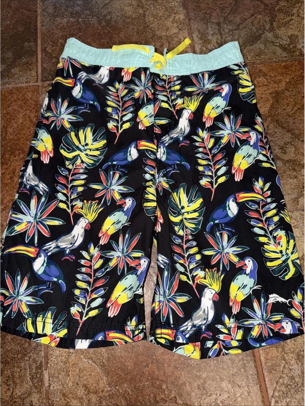Tommy Bahama Elastic Waist Drawstring Shorts Tropical Hawaii Boys Size L(10-12)